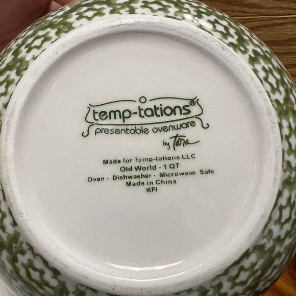 Temp-tations Old World Ceramic Bakeware Nesting Bowls W Lids 1 & 1.5 QT Set - Picture 3 of 9